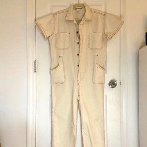 Caron Callahan Crawford Jumpsuit in white Denim